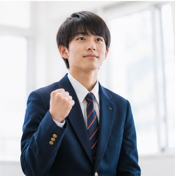 合格へ向けて意欲を示す男子生徒
