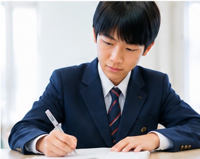 集中して問題に取り組む男子生徒