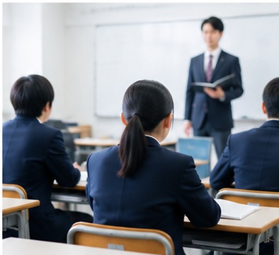 教室で学習する生徒たちと講師